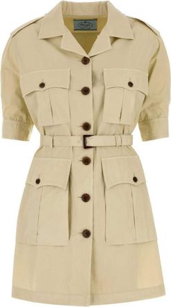 Prada Beige Notched lapel Shir Dress