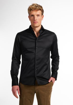 Eterna Langarmhemd ETERNA SLIM FIT, Herren, Gr. 40, Normalgr&ouml;ssen, schwarz, Twill, 100% Baumwolle, schmal, Manschette, Hemden Langarmhemd, EASY IRON (b&uuml;gelle