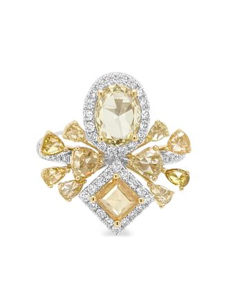 HYT Jewelry Anello in oro bianco e giallo 18 carati con diamanti