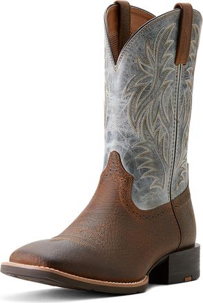 Ariat Mens Sport Western Wide Square Toe Cowboy Boots in Earth Glacier Blue Leather, D Medium Width, Size 7.5, by Ariat