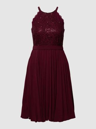 Jake*s Cocktailkleid mit Plisseefalten in Kirsche Melange, Gr&ouml;&szlig;e 32