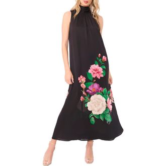 Ted Baker Anna Placed Floral High Neck Maxi Dress in Rich Black at Nordstrom, Size X-Small
