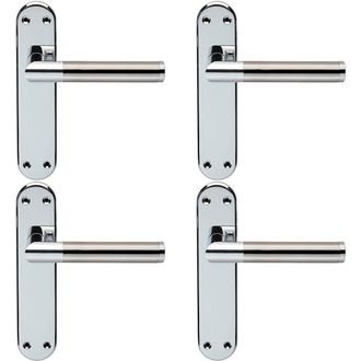 Loops 4x Round Bar Lever on Latch Backplate Door Handle 180 x 40mm Chrome & Nickel in Metallics