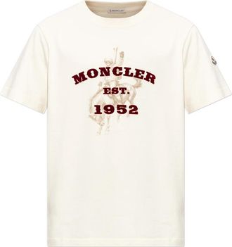 Moncler T-shirt met logo - Heren - T-shirts - Beige - L - Katoen - Tops