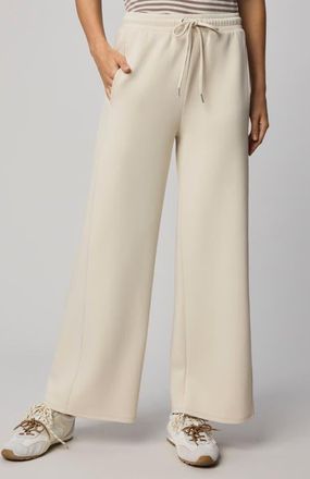 Splendid Scubasoft Wide Leg Drawstring Pants in Pale Oak White at Nordstrom, Size X-Large