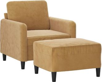 vidaXL Sillón con taburete terciopelo marrón 60 cm Vidaxl