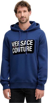 Versace Jeans Couture Truien & Hoodies > Truien & Hoodies - Heren - Hoodies - Blauw - L - Katoen - Hoodies & sweatvesten