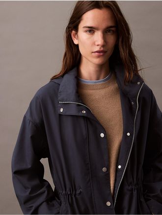 Calvin Klein Jeans Calvin Klein Womens Soft Twill Hooded Windbreaker Jacket - Navy - XS