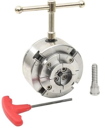 vidaXL Mandril De Madera 4 Mordazas Con Conexi&oacute;n M33 Acero Plateado Vidaxl