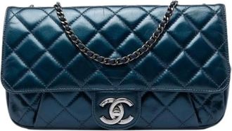Chanel Pre-owned Quilted Crossbody Bag - Dames - Vintage Schoudertas - Blauw - ONE Size - Leer - Vintage