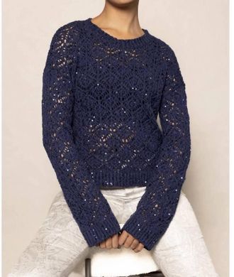 Lisa Todd Shimmer & Shaker Sweater In Navy