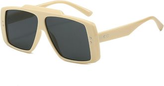 Generic Fashion Square Large Frame Men And Women Outdoor Commuting Sunglasses Street Photography Vacation Sports Sun Glasses(Beige)