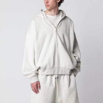 Fear of God Felpa con zip in pile di cotone grigia chiara m&eacute;lange