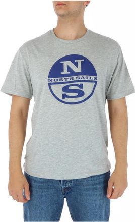 North Sails Geel Print Korte Mouw Ronde Hals T-shirt - Heren - T-shirts - Grijs - L - Katoen - Tops