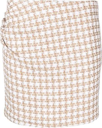 Iro Garna Katoenmix Zijde Minirok - Dames - Korte rokken - Beige - XS - Katoen - Rokken