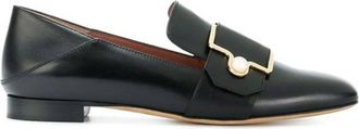 Bally Maelle Logo Buckle Leather Loafers, Brand Size 36 ( US Size 5.5 )