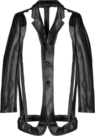 Comme Des Garçons cut-out single-breasted blazer - men - Artificial Leather - L - Black