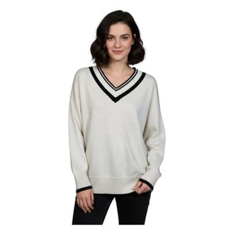 Repeat 401129 Pullover - Dames - V-hals truien - Beige - L - Katoen - Truien & Vesten