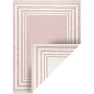 RugsX Rugsx - Carpet twin 22990 Frame, cotton, double-sided, Ecological fringes - pink / cream pink 120x170 cm