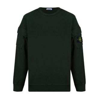 Stone Island Sweatshirts, male, Green, XL, Brushed Cotton Fleece Sweatshirt