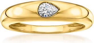 RS Pure by Ross-Simons Pear-Shaped Lab-Grown Diamond Ring in 18kt Gold Over Sterling