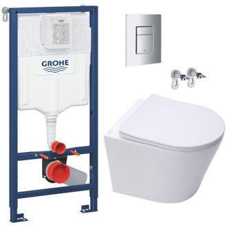 GROHE Bastidor Wc + Wc Sin Brida Sat Con Fijaci&oacute;n Oculta + Placa Cromada (rapidsl-infinitio-1-de) - Grohe