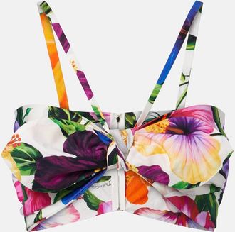 Dolce & Gabbana Bow-detail floral cotton bra top