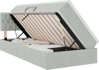 vidaXL Storage Bed with Mattress Light Grey 90 x 200 cm Velvet vidaXL