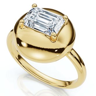 Pompeii3 1Ct Emerald Cut Solitaire Candy Button Diamond RingLab Grown