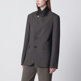 6397 Slate-grey microcheck jacket