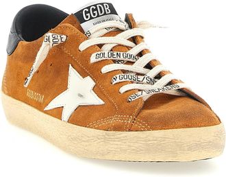 Golden Goose Mens Orange Cowhide Low Top Sneakers