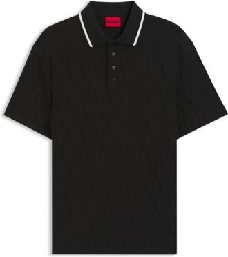 HUGO BOSS Stripe-collar polo shirt in cotton jacquard