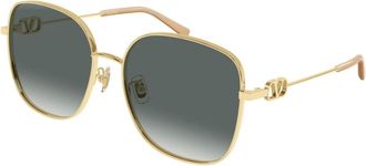 Valentino Sunglasses, female, Yellow, Size: 59 MM Geometric-frame Sunglasses
