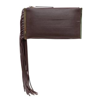 Elisabetta Franchi Fringed Leather Clutch - female - Elisabetta Franchi - Shoulder Bags - Brown - ONE SIZE - Bags