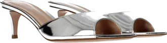 Gianvito Rossi Metallic Leather Heel Sandal - Grey
