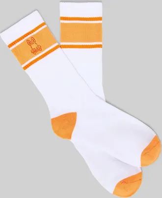 Psycho Bunny Mens Striped Sport Sock 805 PAPAYA / O/S