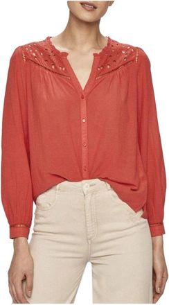 Pepe Jeans London Blouses, female, Multicolor, Size: S Eyelet Detail Blouse Long Sleeve