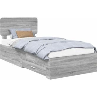 vidaXL Estructura De Cama Gris Sonoma 90 X 200 Cm Madera De Ingenier&iacute;a Vidaxl