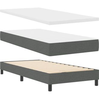 vidaXL vidaXL Box Spring Bed with Mattress in Dark Grey, 90x190 cm, Fabric