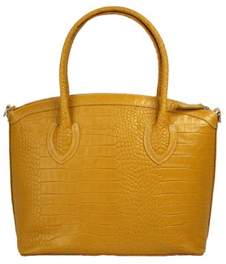 Cluty Henkeltasche CLUTY, Damen, Gr. B/H/T: 32cm x 27cm x 5cm onesize, gelb, Leder, Taschen Henkeltasche, echt Leder, Made in Italy