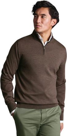CHARLES TYRWHITT Merino Zip Neck Long Sleeve Sweater in Mustard at Nordstrom, Size Xxx-Large