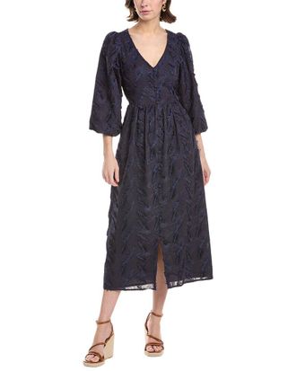 Tyler Böe Sabrina Feather Embroidered Midi Dress