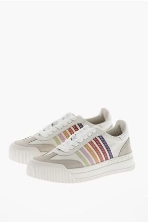 Dsquared2 Leather Low Top Sneakers NEW JERSEY with Multicolor Details size 38