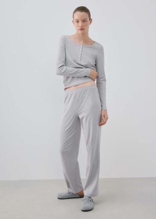 Mango Maglietta maniche lunghe bottoni grigio - Donna - S - MANGO