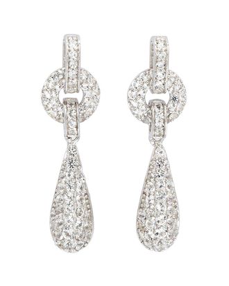 Suzy Levian Silver 0.02 Ct. Tw. Diamond & White Topaz Tear Drop Earring
