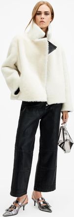 AllSaints Leather Anita 2-In-1 Reversible Shearling Jacket, Size: M