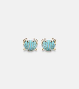 Yvonne L&eacute;on Yvonne L&eacute;on Crabe Coquillage 9kt gold earrings with gemstones