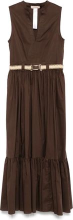 Twin-Set Maxi-jurk met ceintuur - Bruin