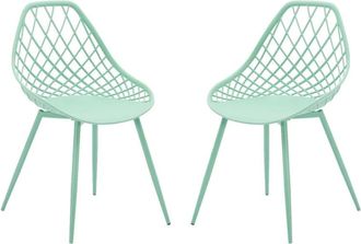 VENTE-UNIQUE.COM Juego de 2 sillas de jard&iacute;n polipropileno verde almendra