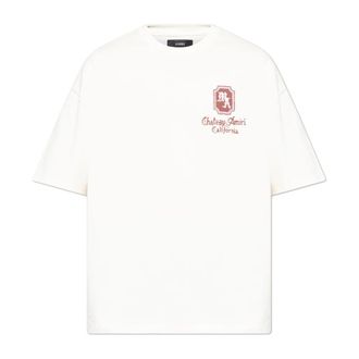 Amiri T-Shirts, male, Beige, Size: XL MA Chateau Embroidered Logo T-Shirt